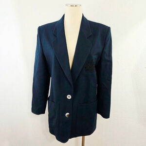 Vintage Classiques wool academy blazer jacket dark green embroidered crest sz XS